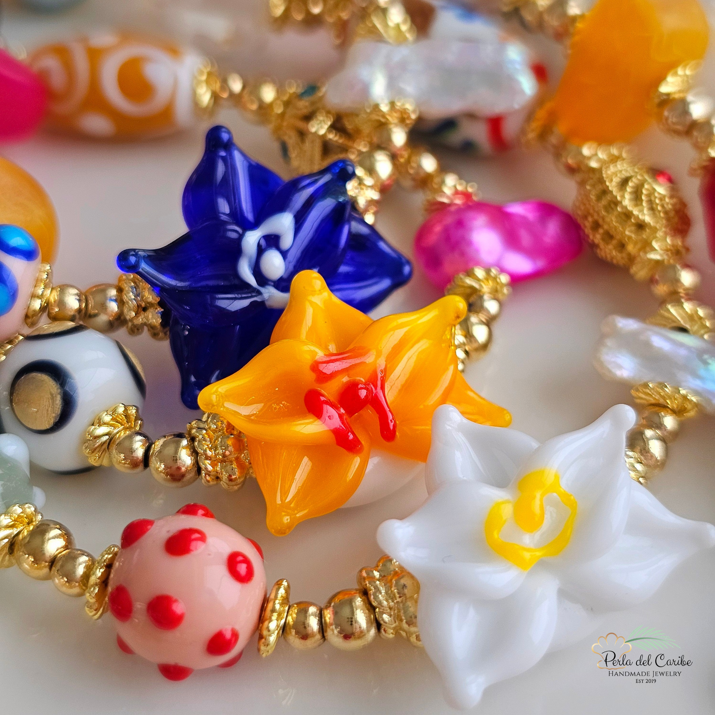 Yellow Orchid Murano Necklace
