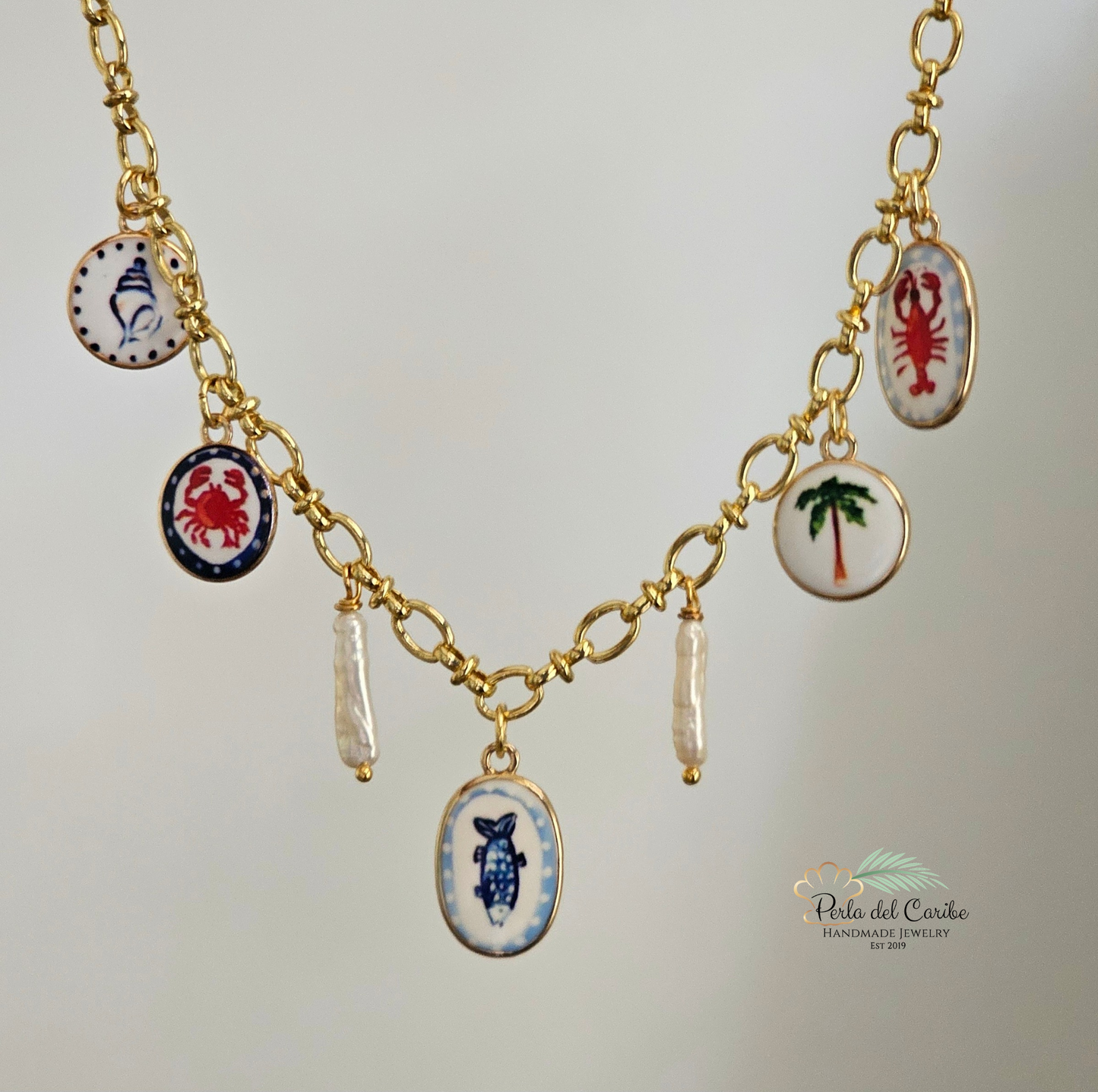 Vintage Multi Charm Necklace (Sardine)