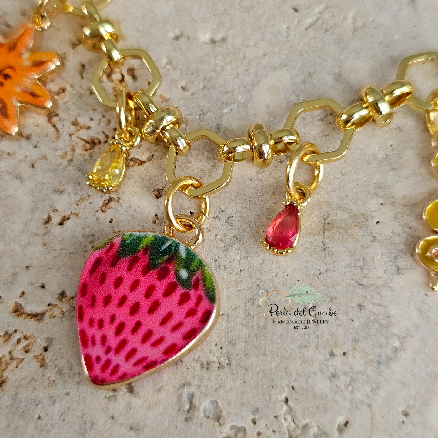 Vintage Multi Charm Necklace (Strawberry)