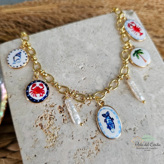 Vintage Multi Charm Necklace (Sardine)
