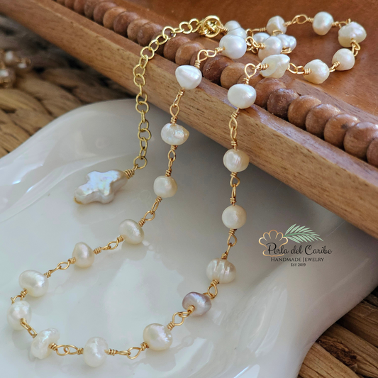 Pearl Cross Choker
