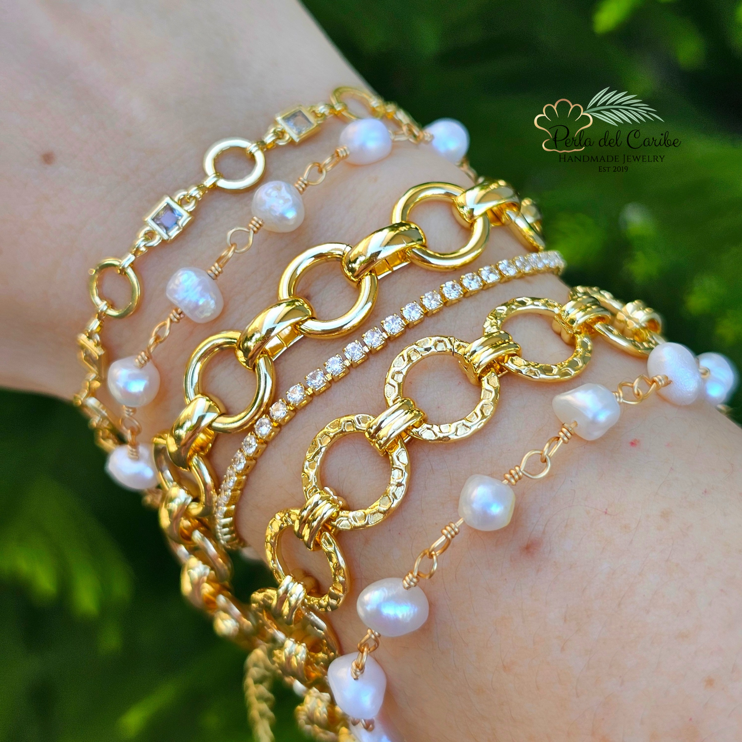 Hammered Round / Oval Cable Link Bracelet