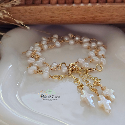 Pearl Cross Bracelet
