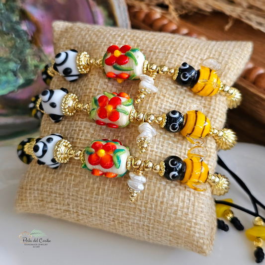 Bee Adjustable Murano Bracelet