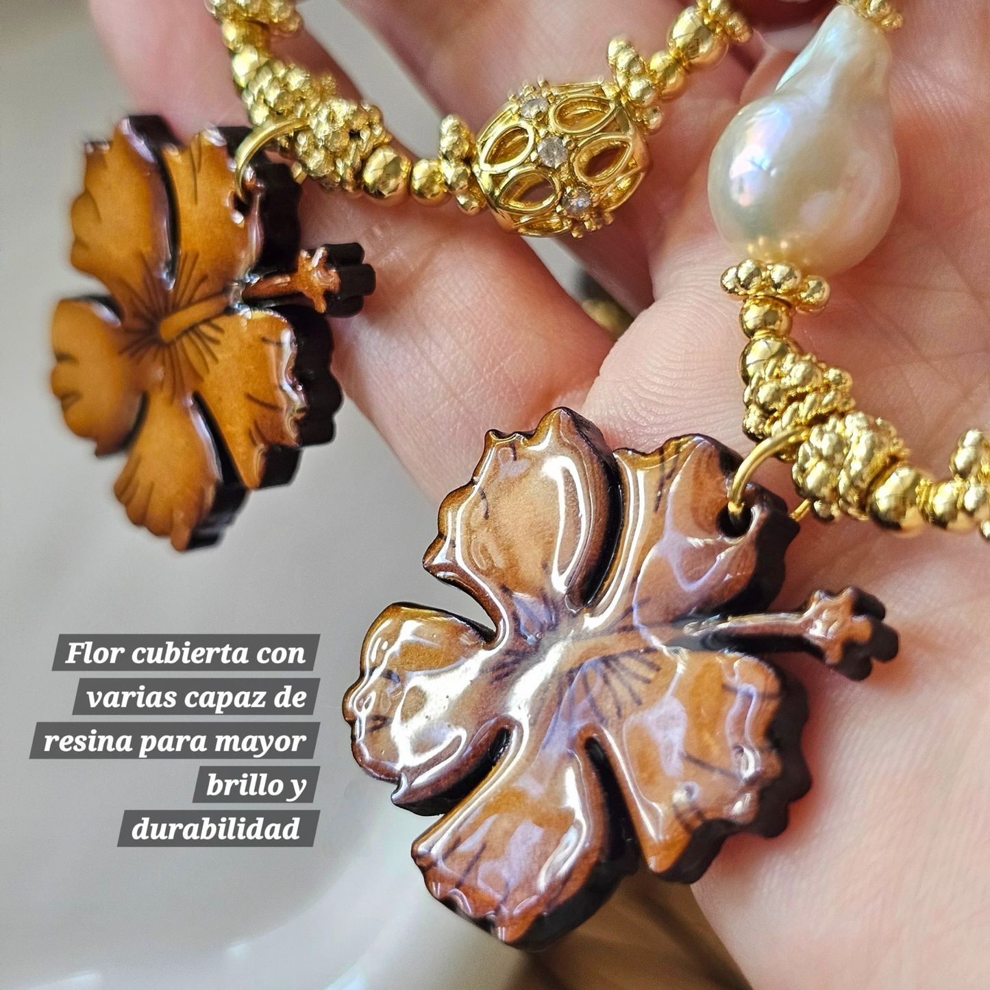 Hibiscus Wooden Necklace