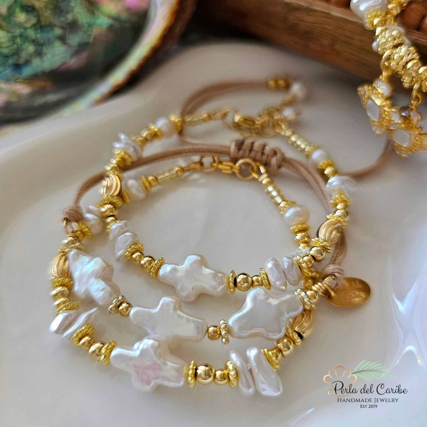 Pearl Cross Bracelet