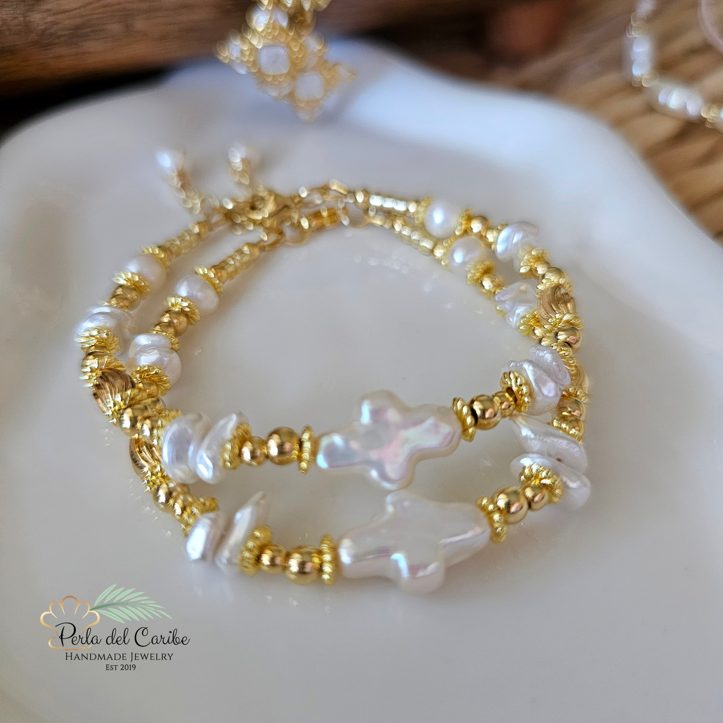 Pearl Cross Bracelet