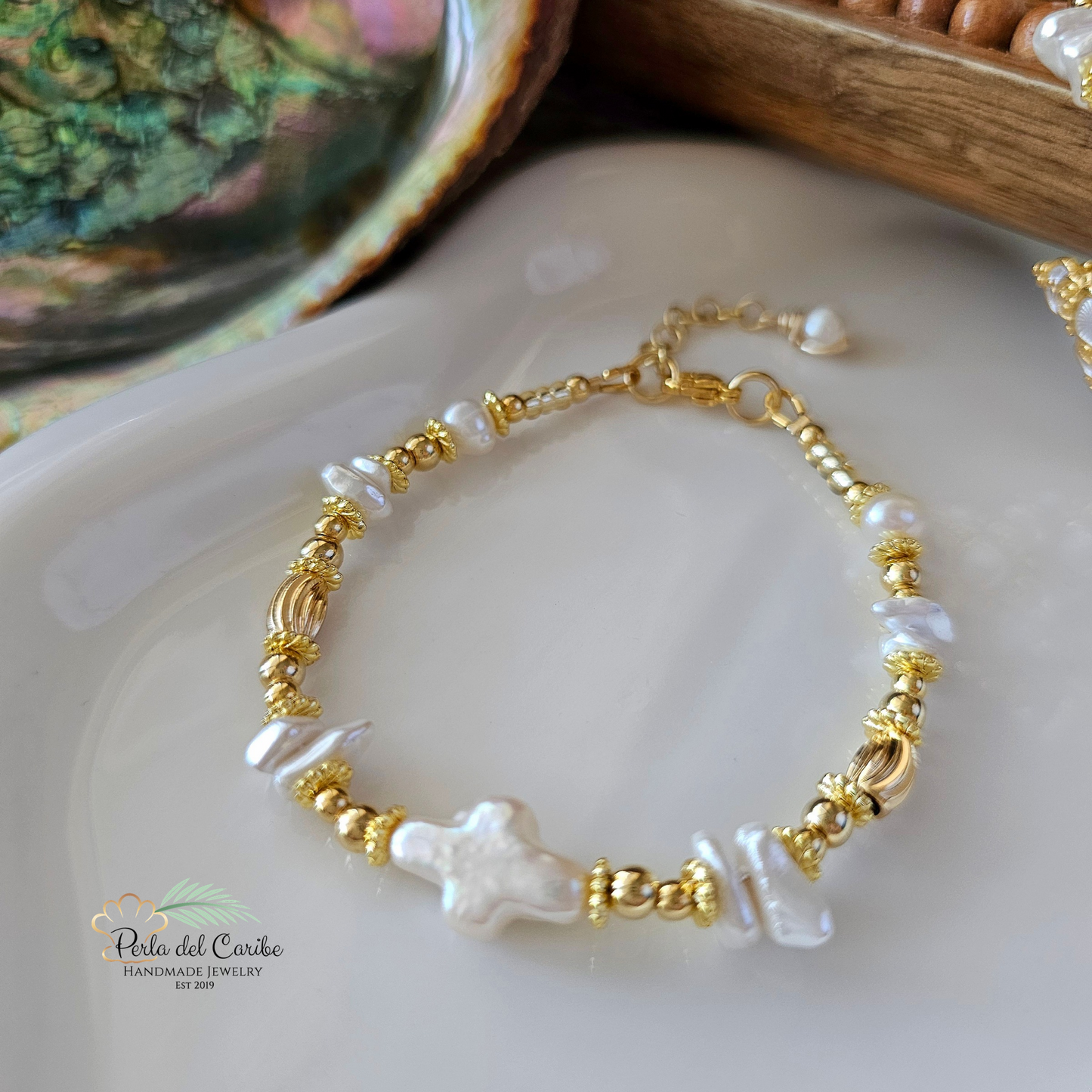 Pearl Cross Bracelet