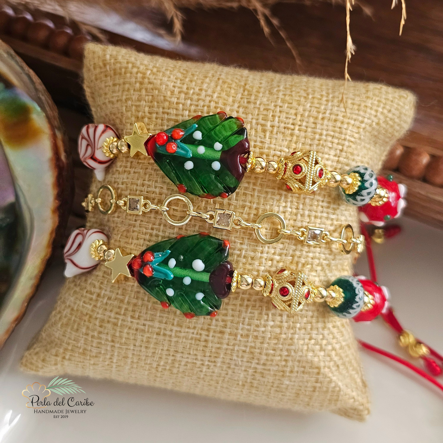 Christmas Tree Murano Bracelet