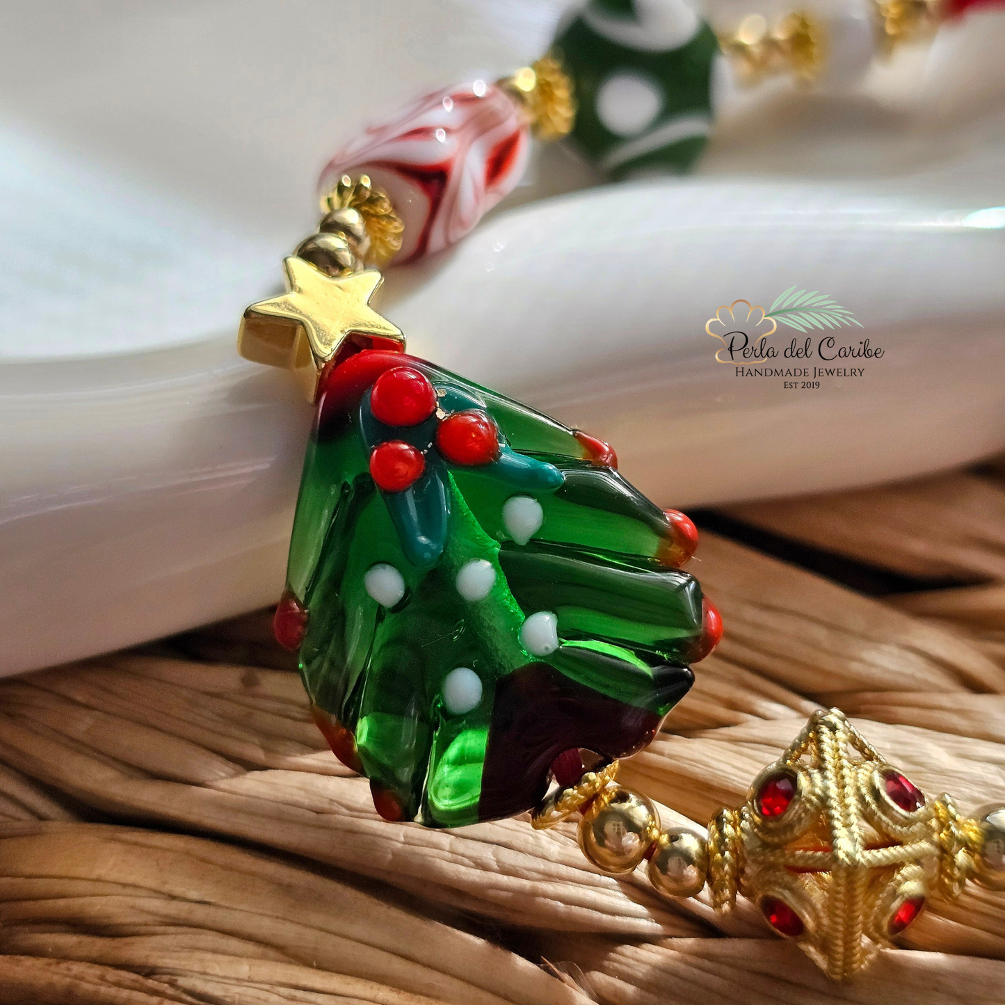 Christmas Tree Murano Bracelet