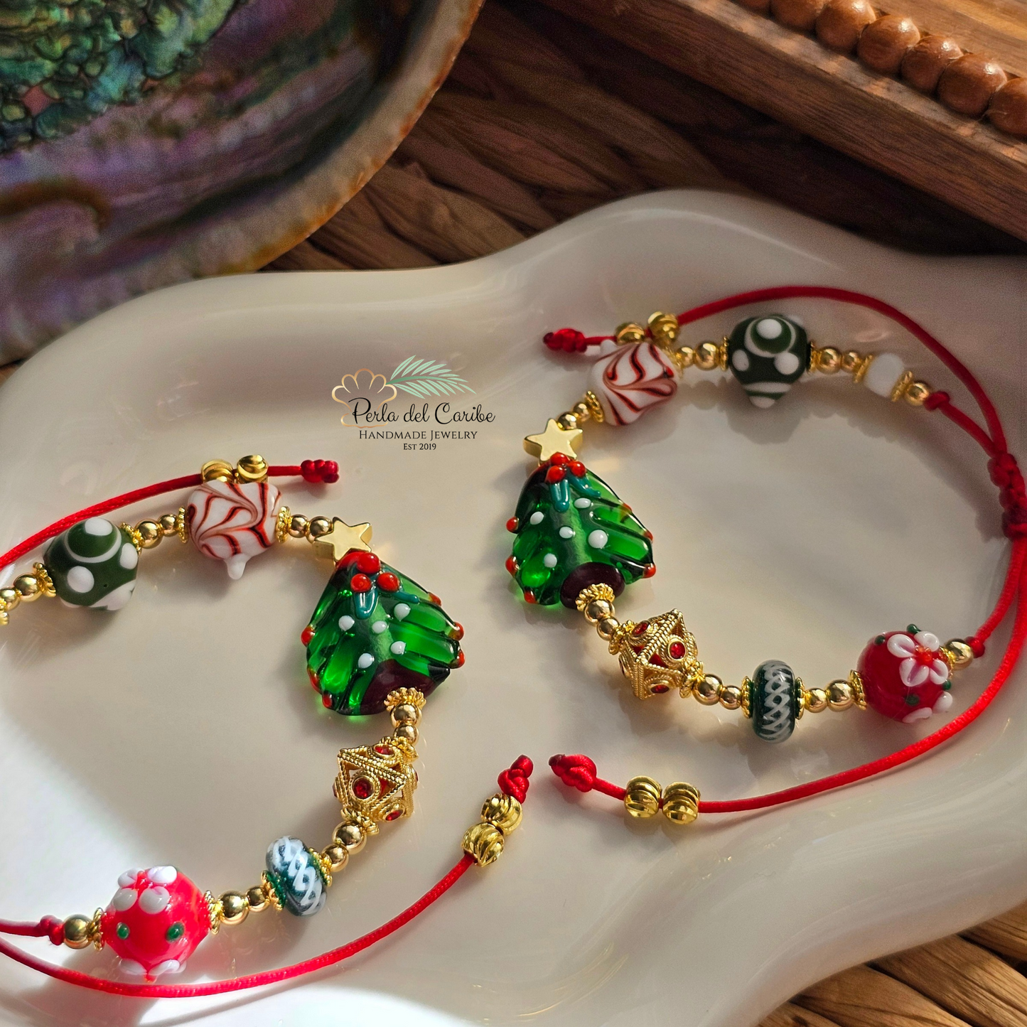Christmas Tree Murano Bracelet