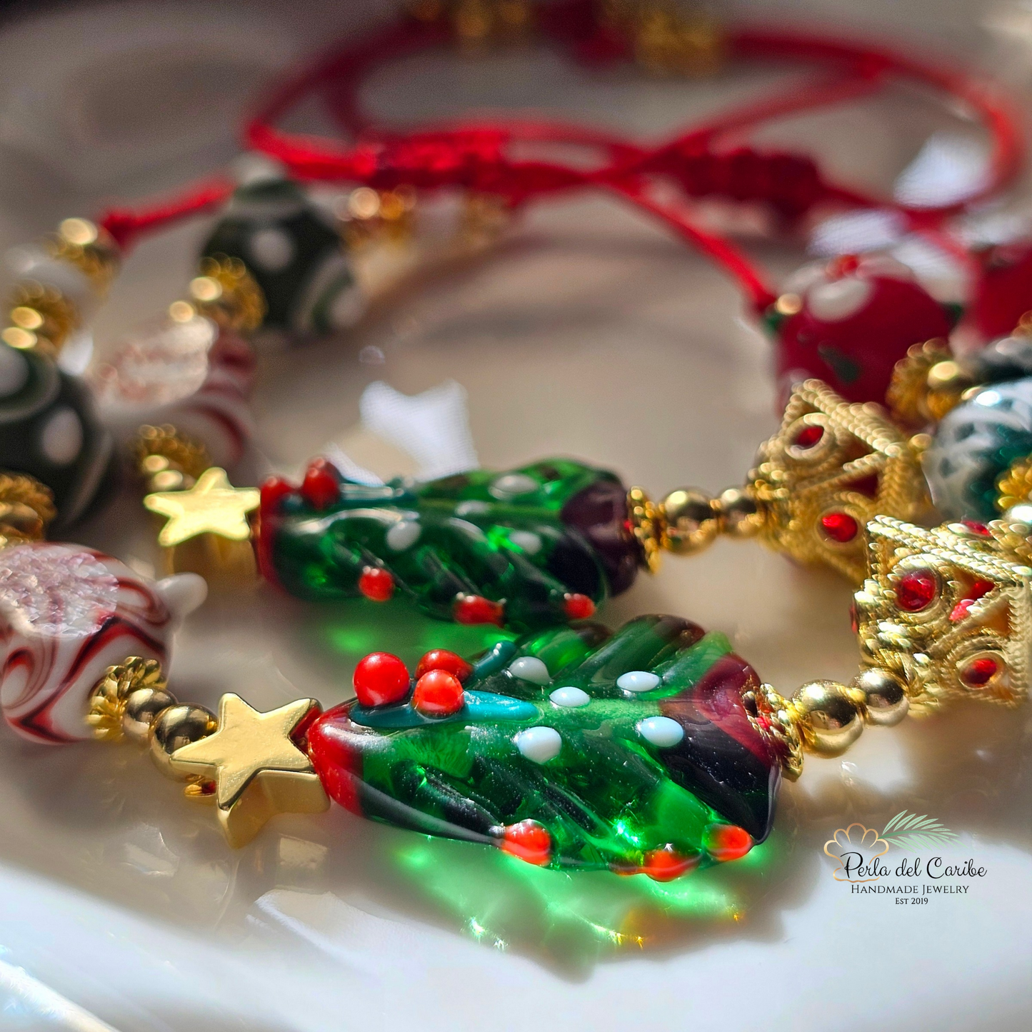 Christmas Tree Murano Bracelet