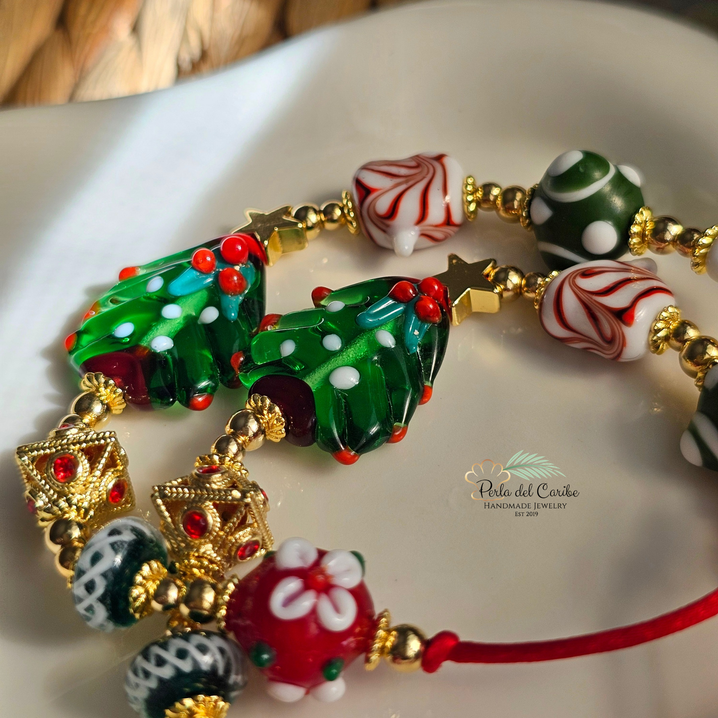 Christmas Tree Murano Bracelet