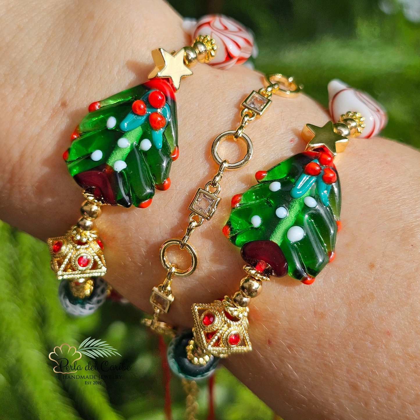 Christmas Tree Murano Bracelet