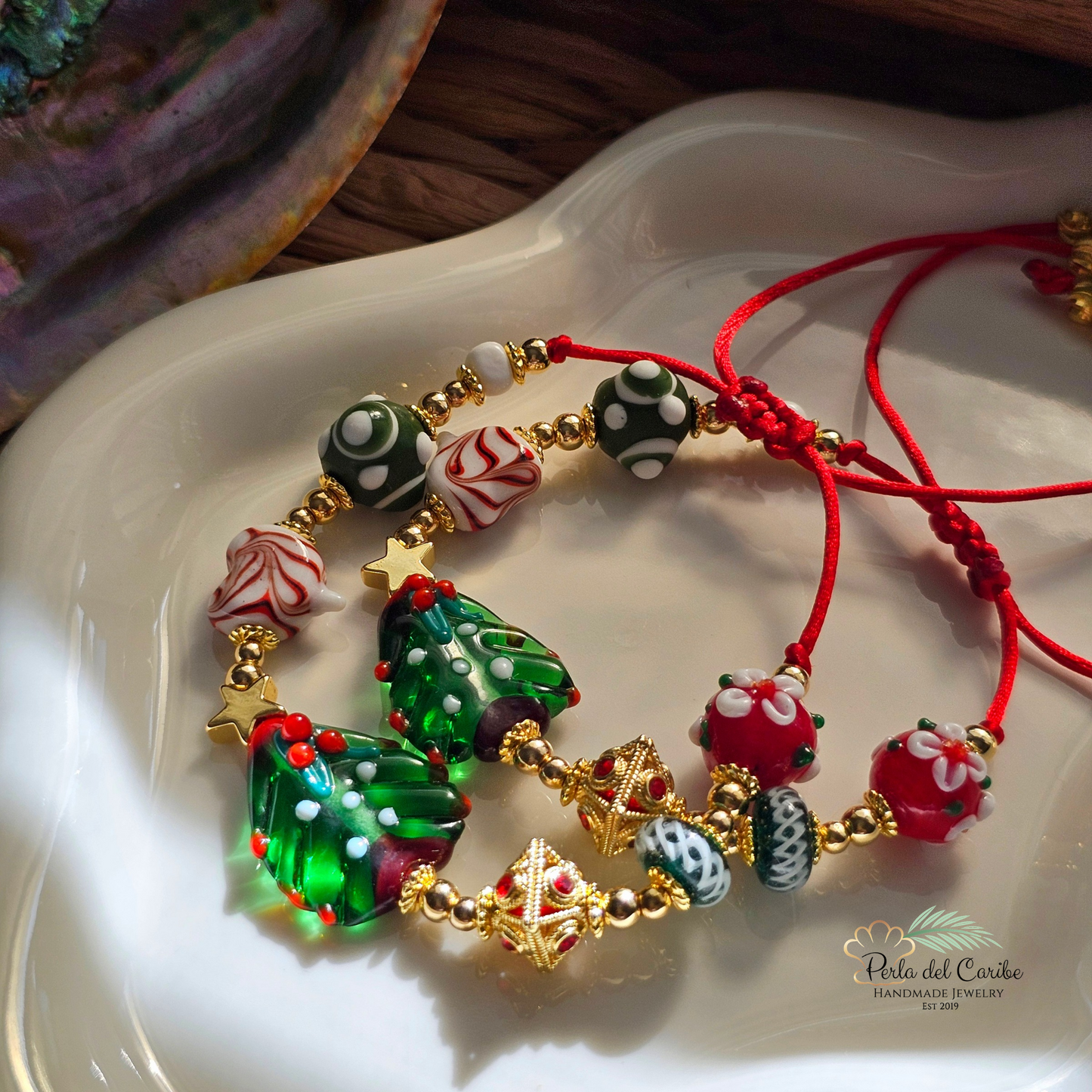 Christmas Tree Murano Bracelet
