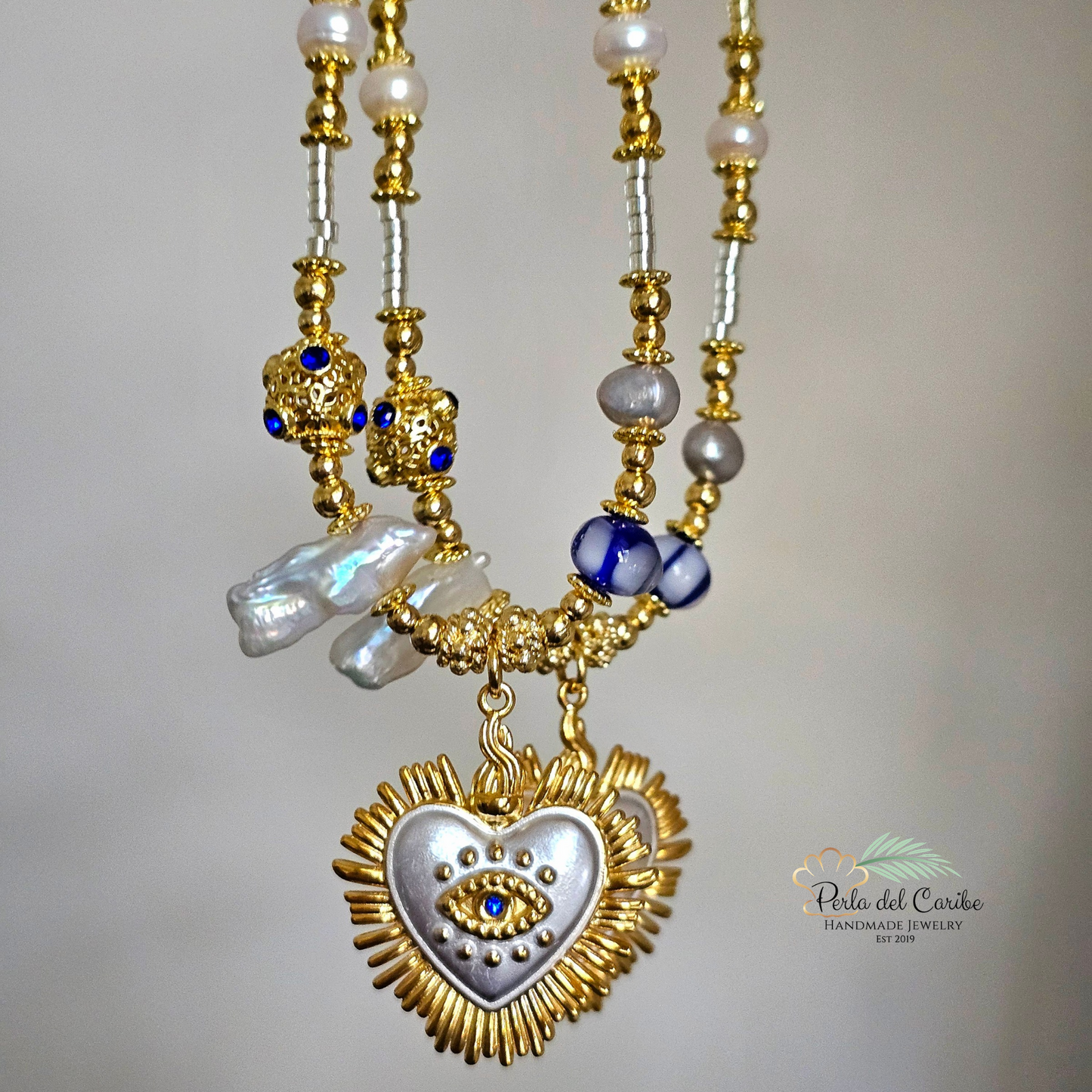 Two-tone Sacred Heart Necklace