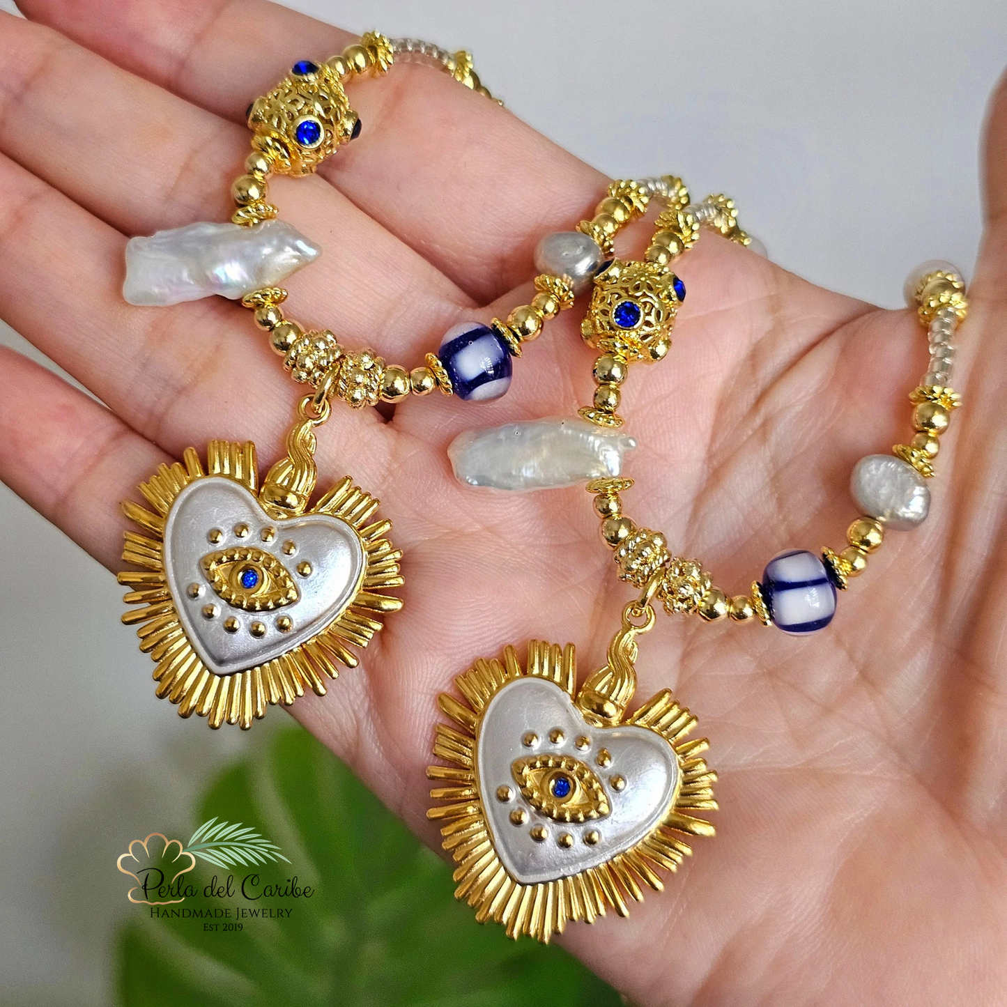 Two-tone Sacred Heart Necklace