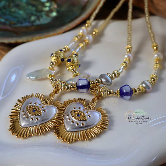 Two-tone Sacred Heart Necklace