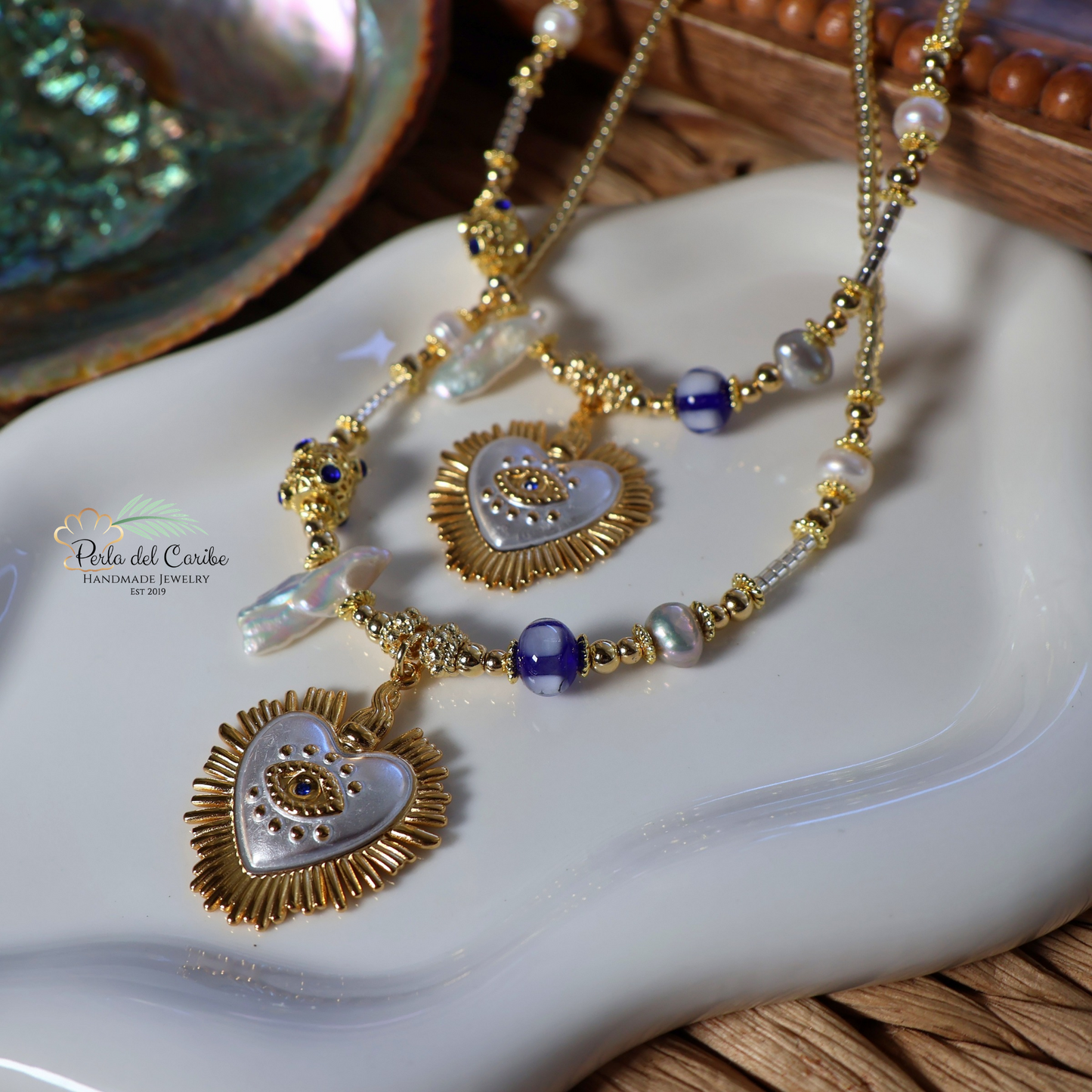Two-tone Sacred Heart Necklace