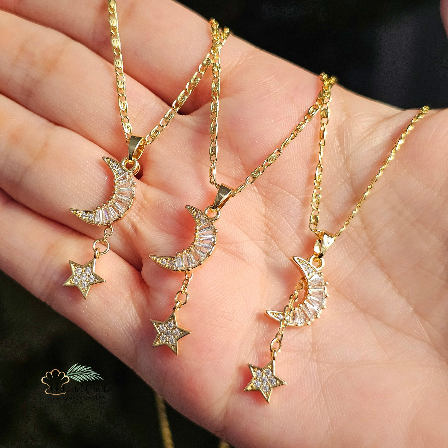 Moon & Star Zirconia Chain