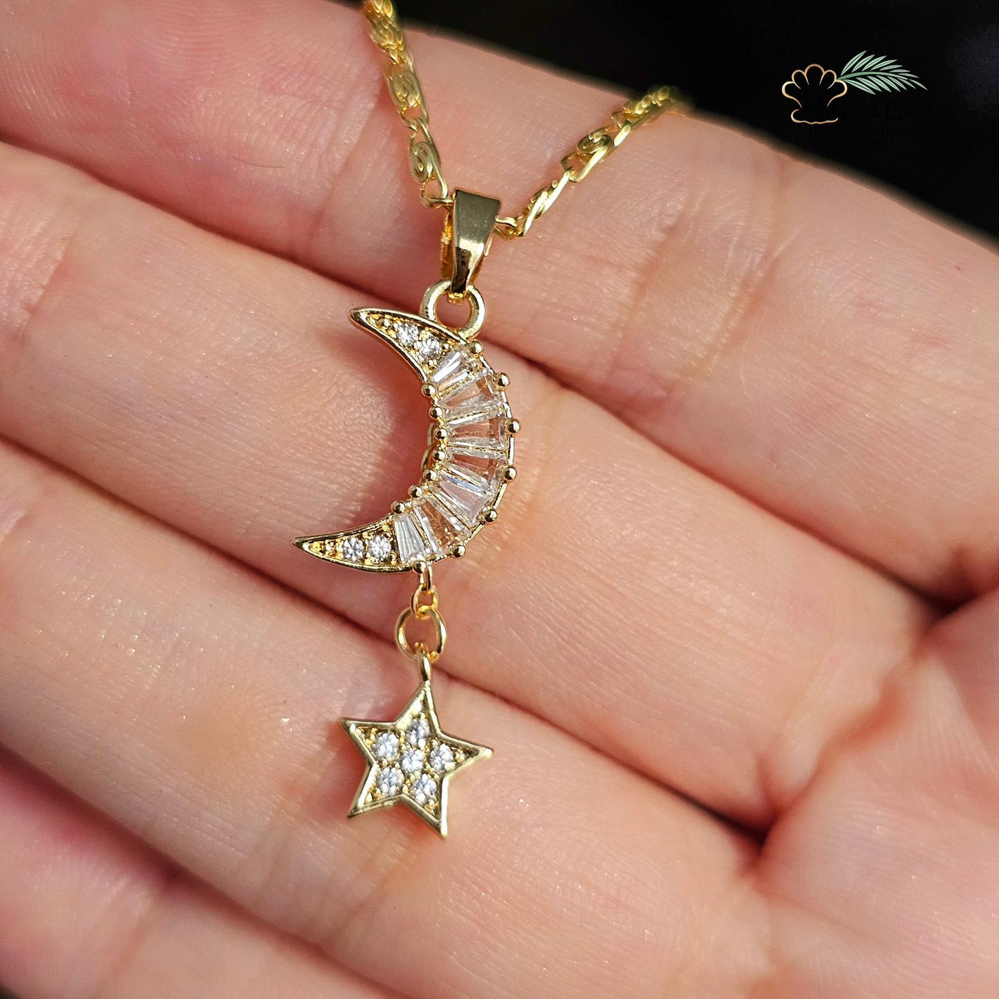 Moon & Star Zirconia Chain