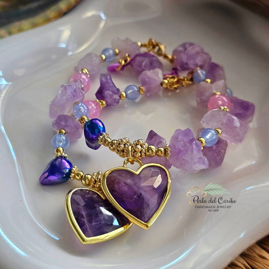 Amatista Heart Quartz Bracelet