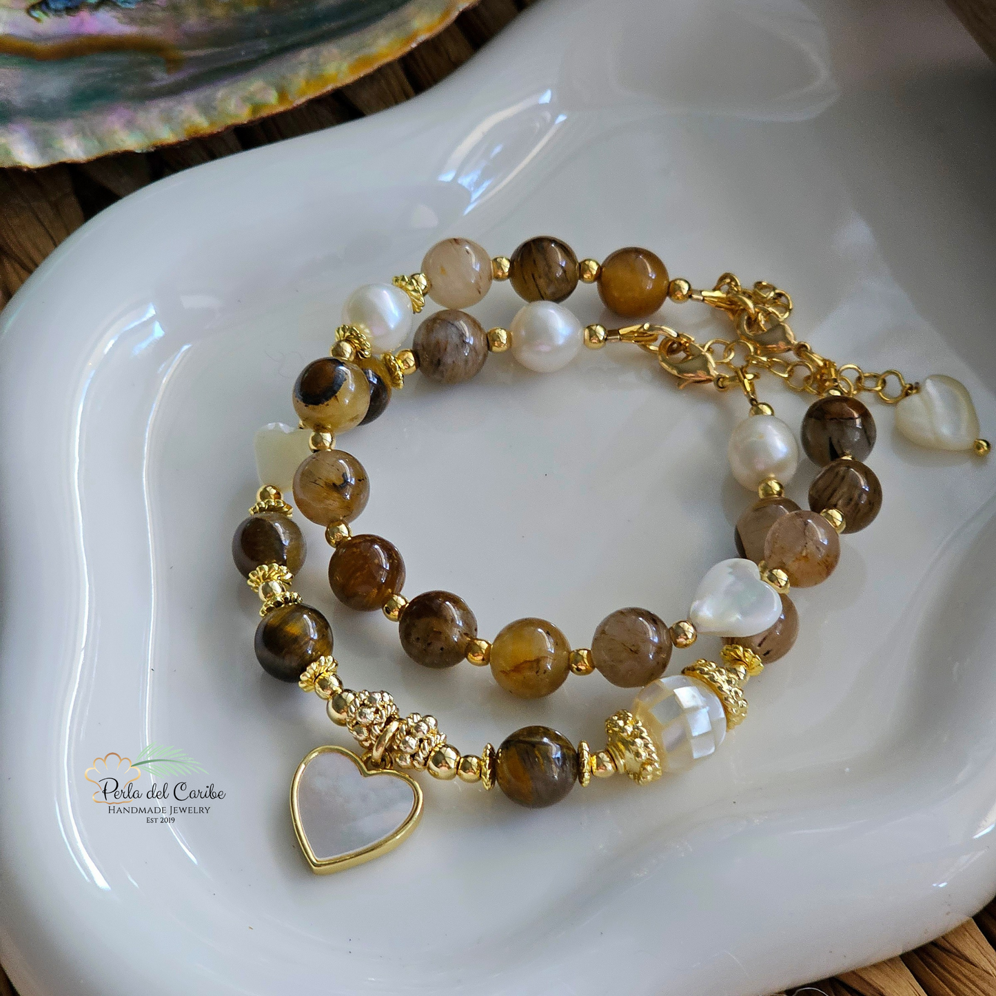 Tiger Eye Heart Bracelets (Set of 2)