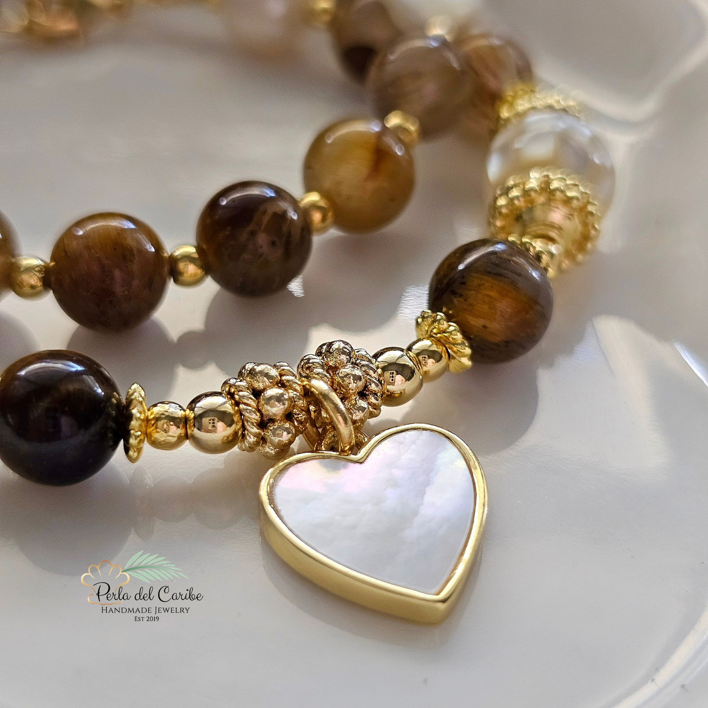 Tiger Eye Heart Bracelets (Set of 2)