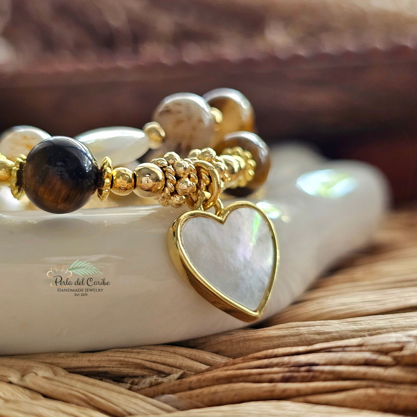 Tiger Eye Heart Bracelets (Set of 2)