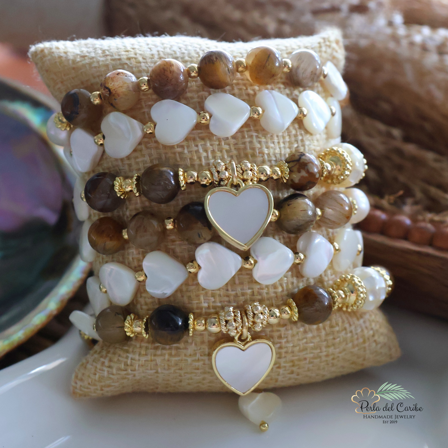 Tiger Eye Heart Bracelets (Set of 2)