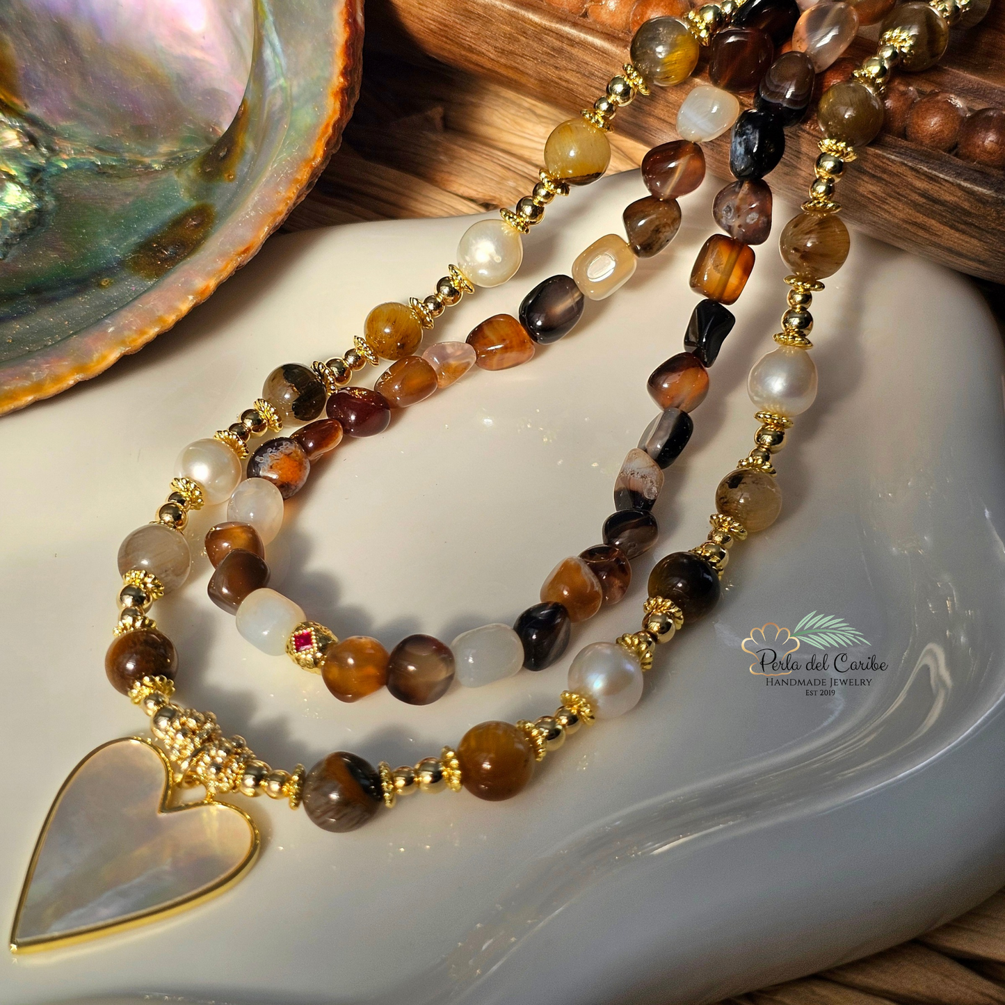 Madre Perla Heart Necklace