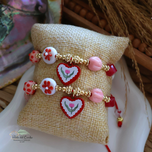 Tulip Heart Cord Bracelet