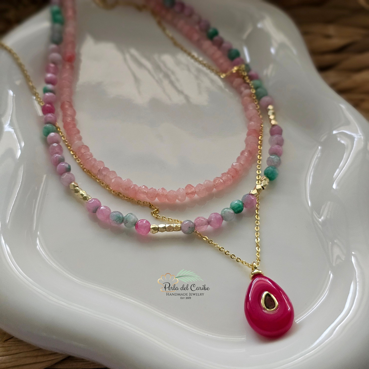 Key to My Heart Necklace / Pink Quartz Necklace