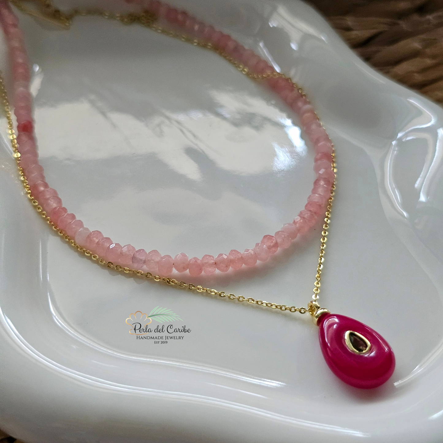 Key to My Heart Necklace / Pink Quartz Necklace