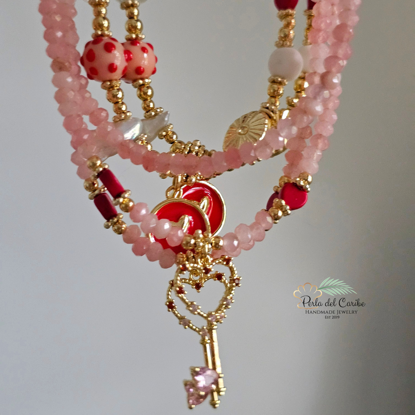 Key to My Heart Necklace / Pink Quartz Necklace