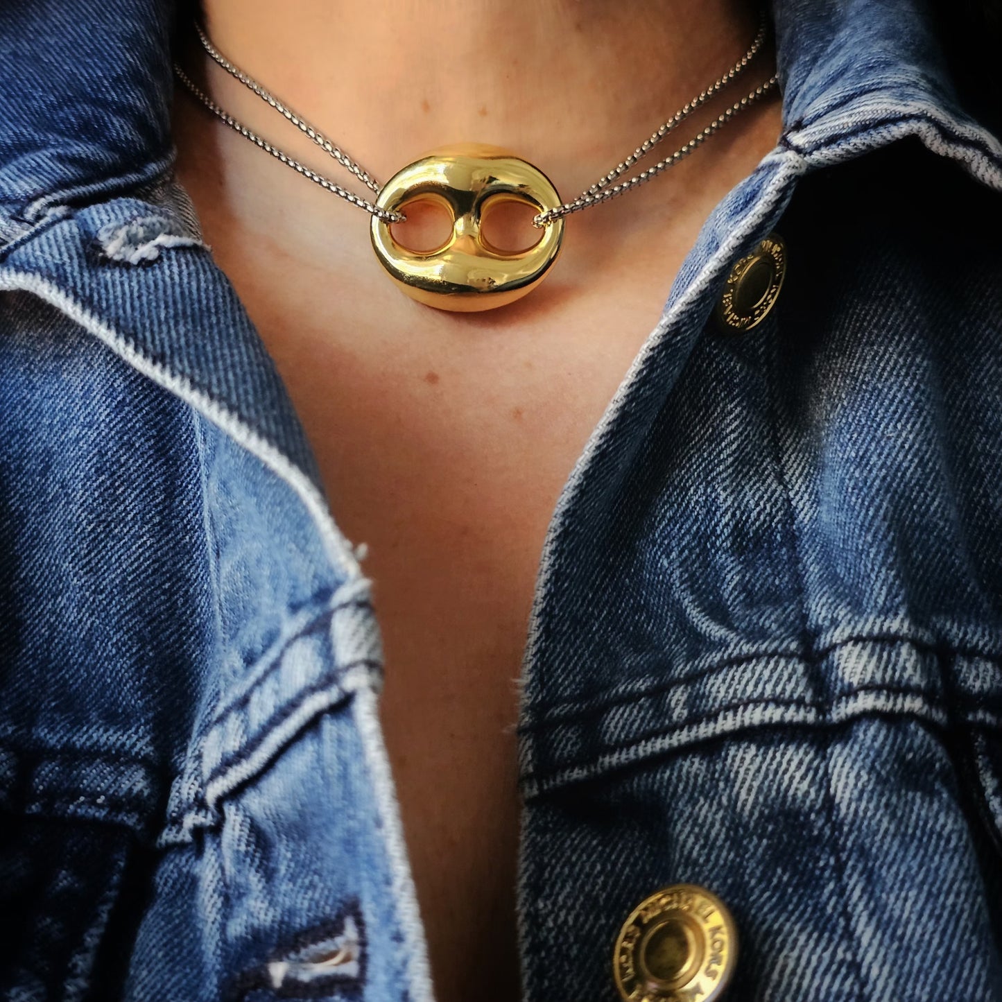 Coffee Bean Two-Tone Necklace