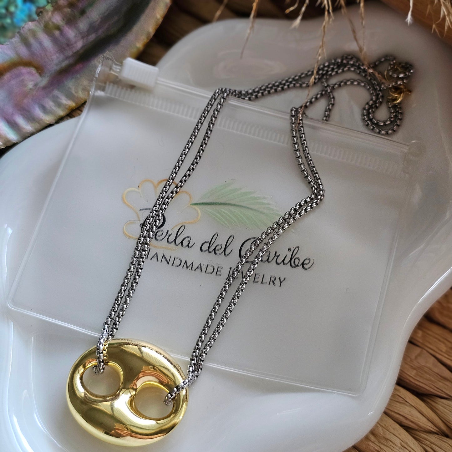 Coffee Bean Two-Tone Necklace