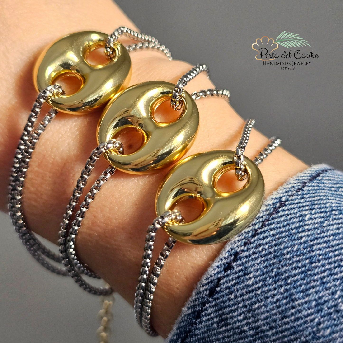 Coffee Bean Two-Tone Bracelet