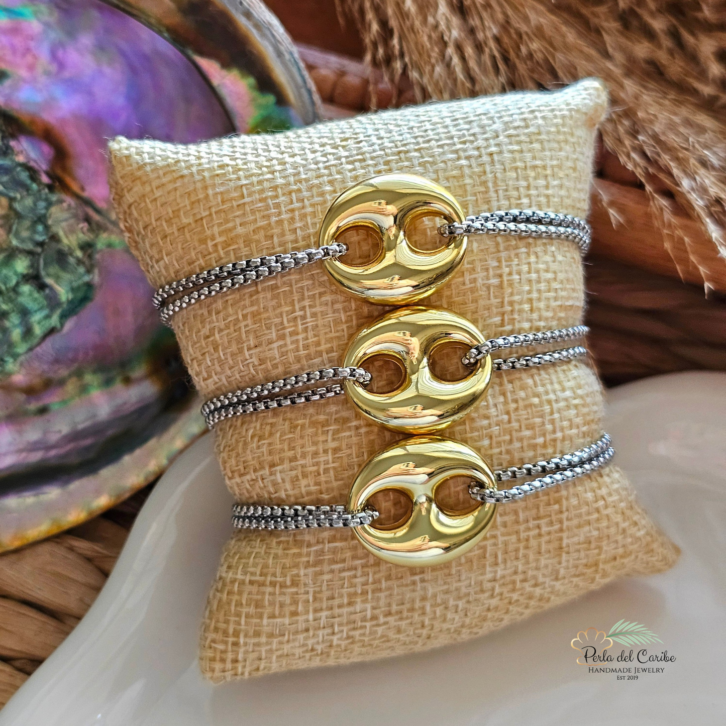 Coffee Bean Two-Tone Bracelet