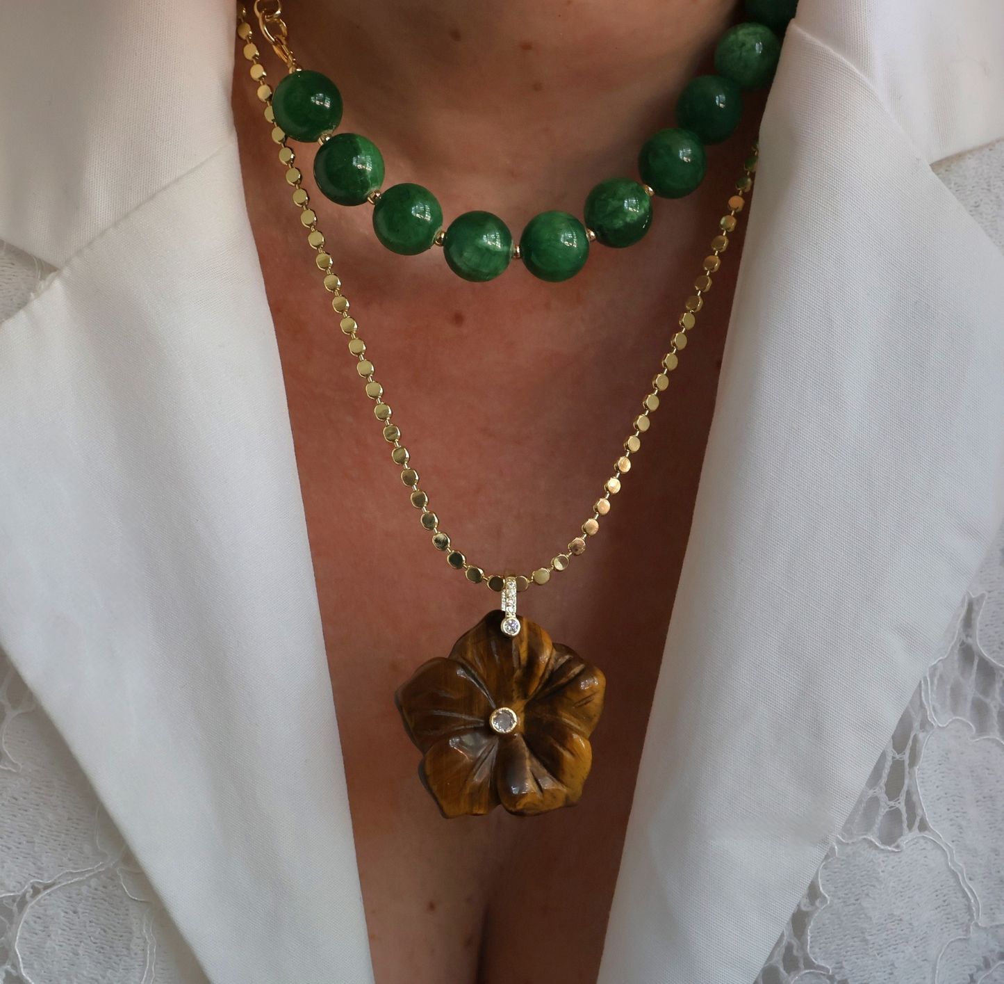Green Jade Beaded Necklace