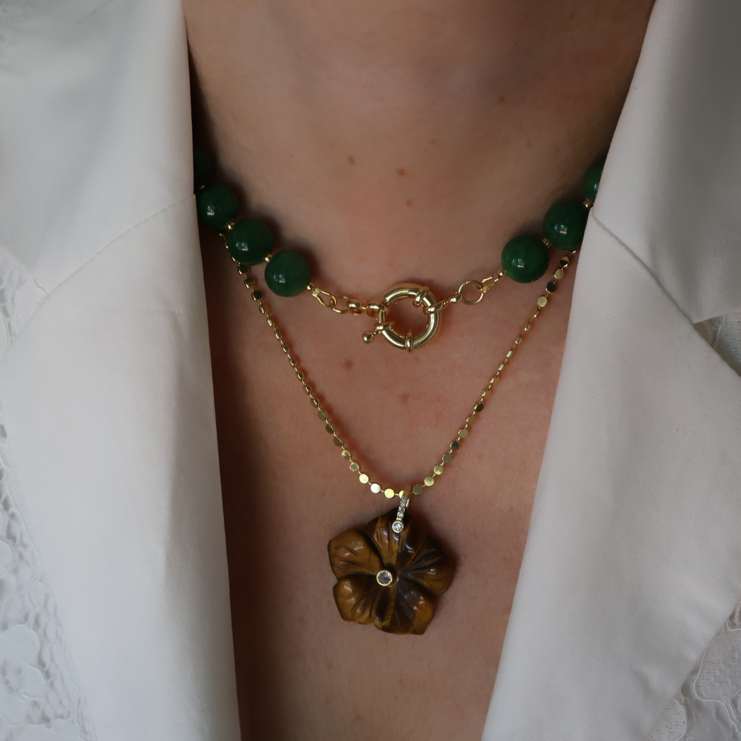 Green Jade Beaded Necklace