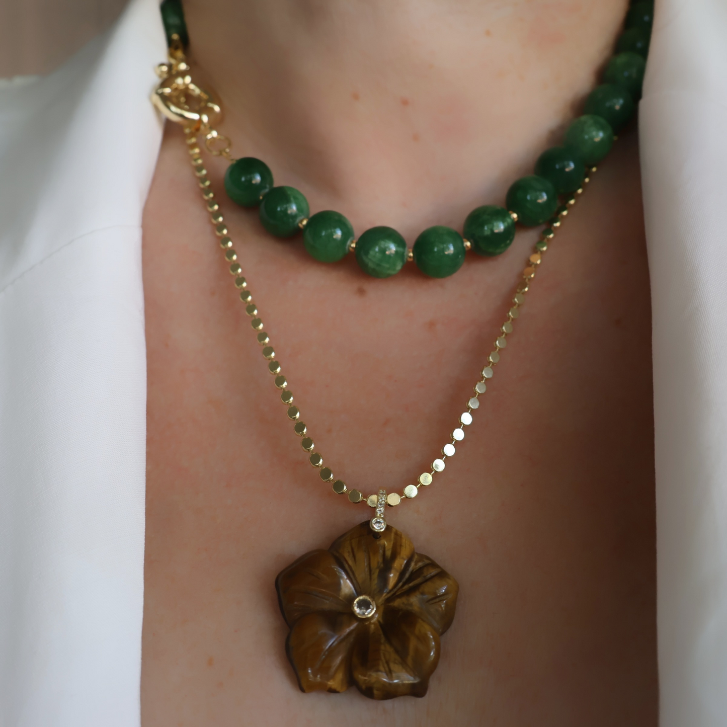 Green Jade Beaded Necklace