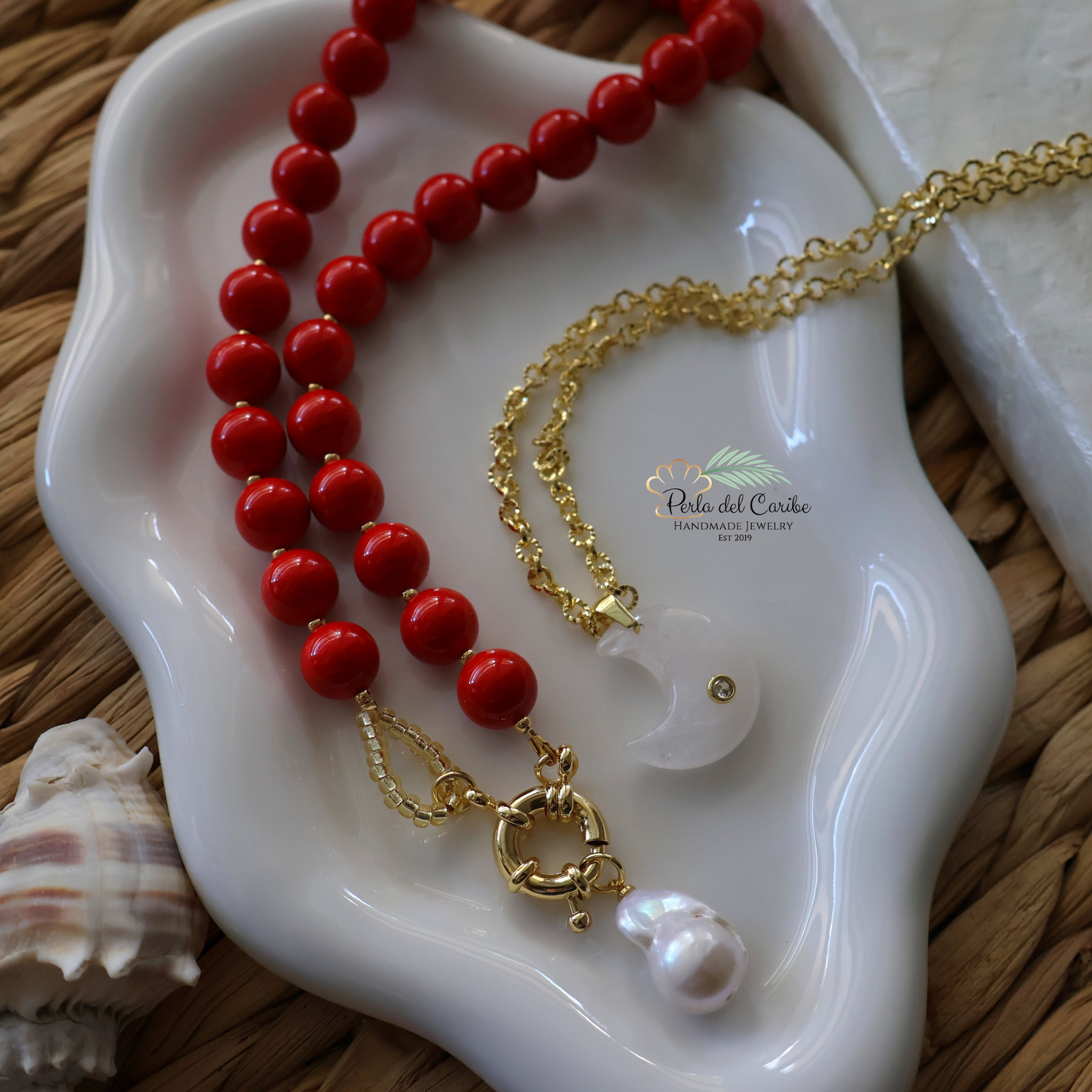 Red Jade Beaded Necklace