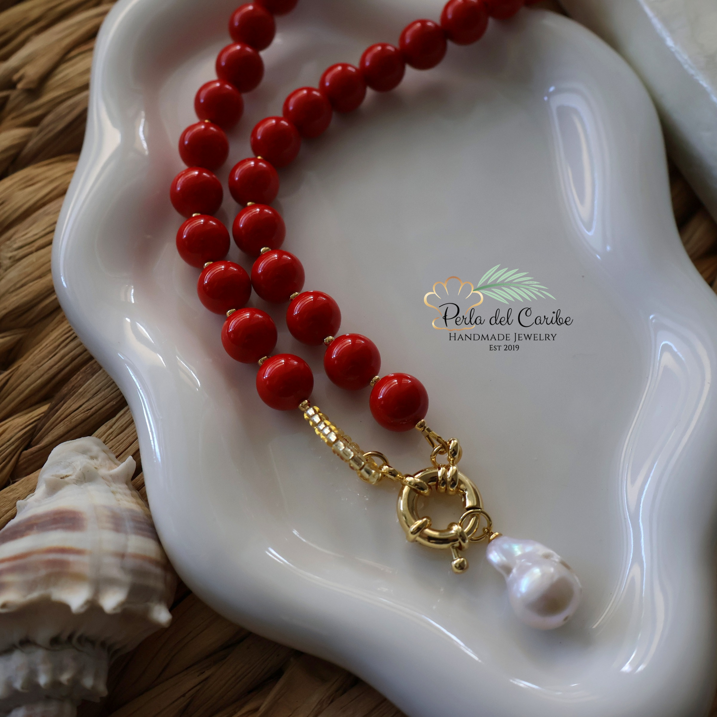 Red Jade Beaded Necklace