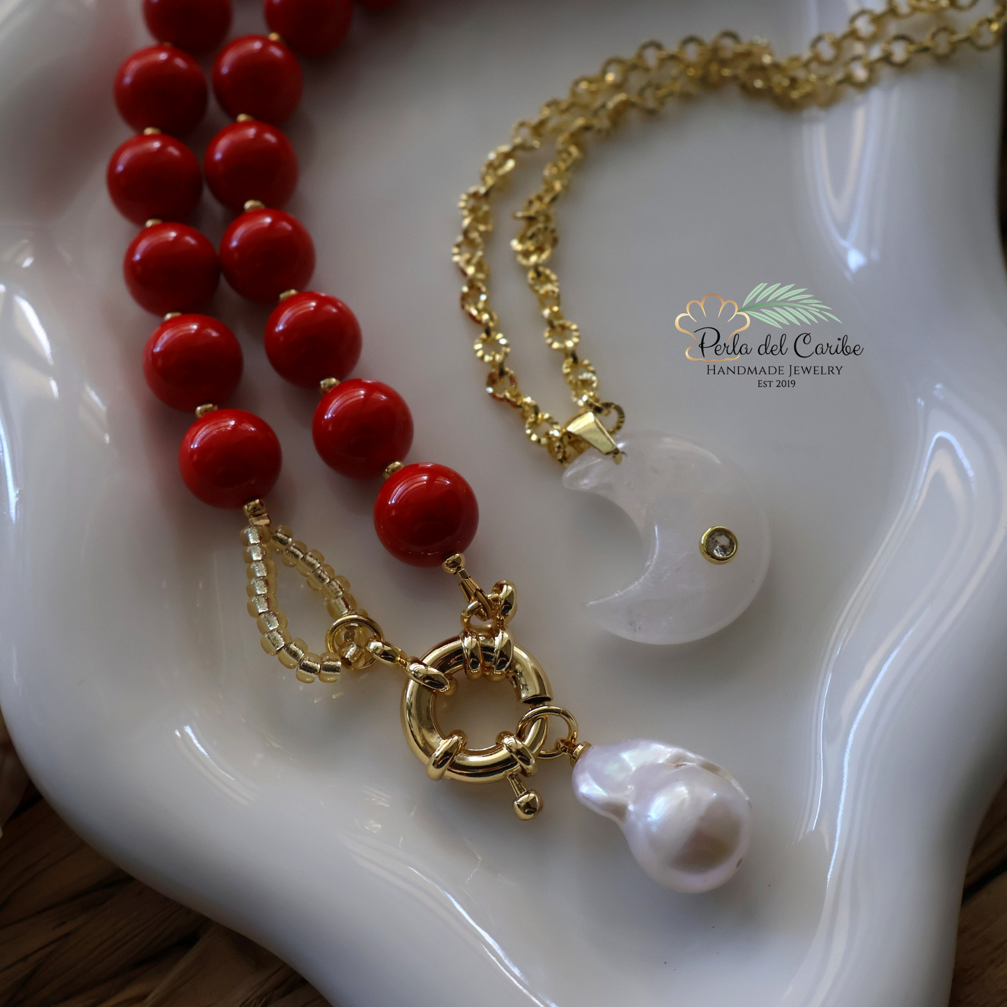 Red Jade Beaded Necklace
