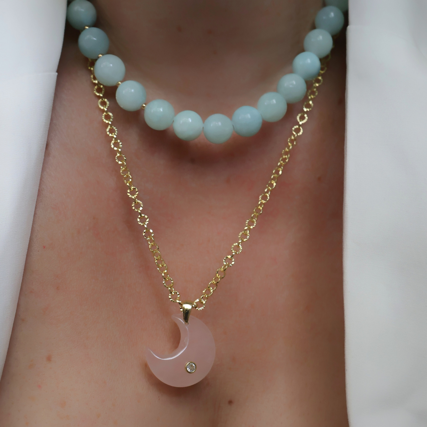 Blue Jade Beaded Necklace