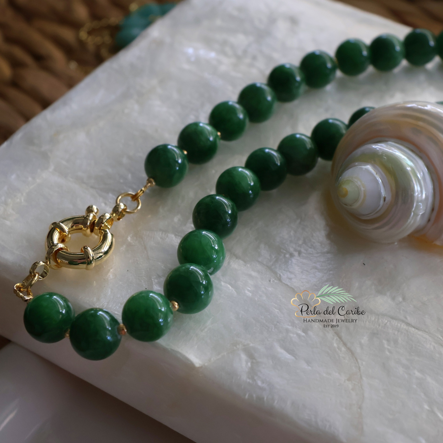 Green Jade Beaded Necklace
