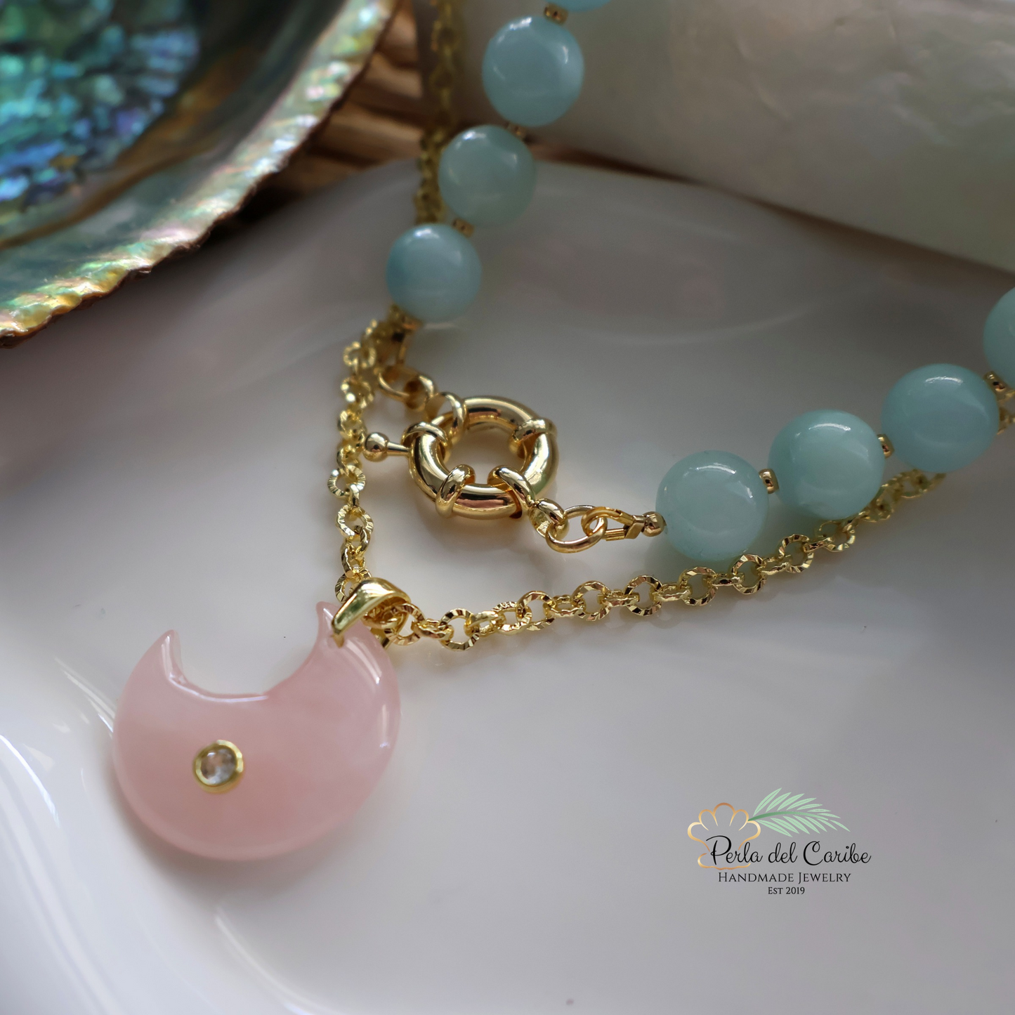 Blue Jade Beaded Necklace