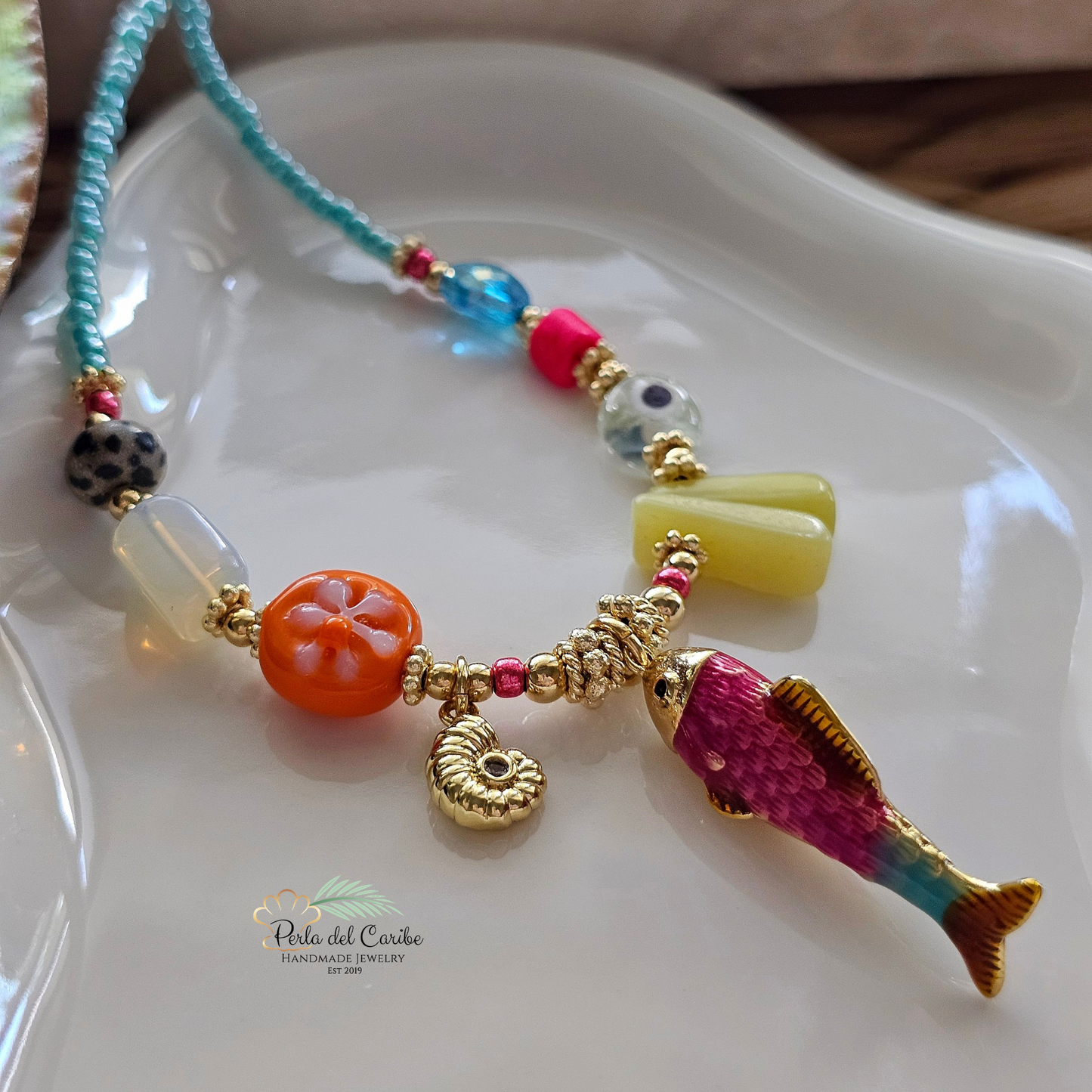 Pink Koi Necklace
