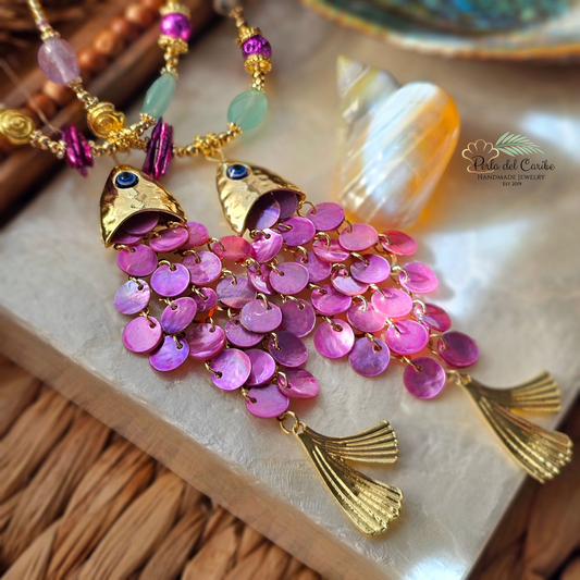 Plum Fish Statement Necklace
